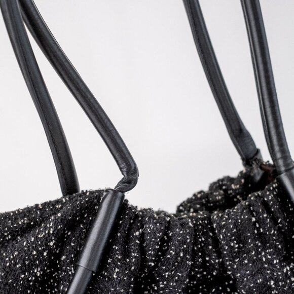 Proenza Schouler Large Black Tweed Leather Ruched Tote Women's Bag $1,090 - Picture 14 of 16